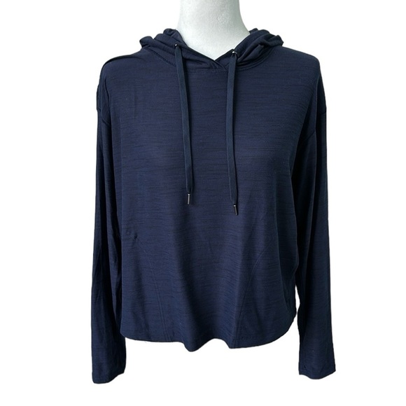 Breathe On Navy Blue Crop Light Hoodie Size Medium - Picture 1 of 14